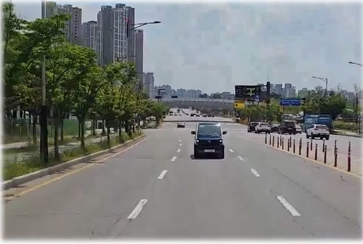 Actual test driving of the EV truck on a public road
